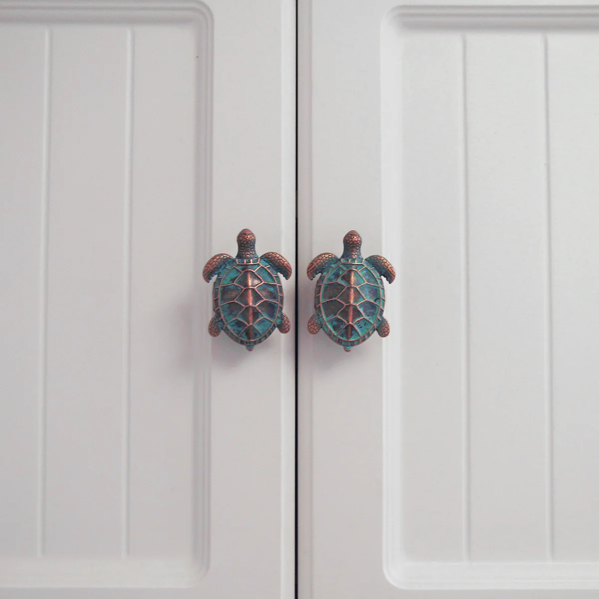 Verdigris Sea Turtle Metal Dresser Drawer Knob Cabinet Pull Hardware Beach Decor - Image 3