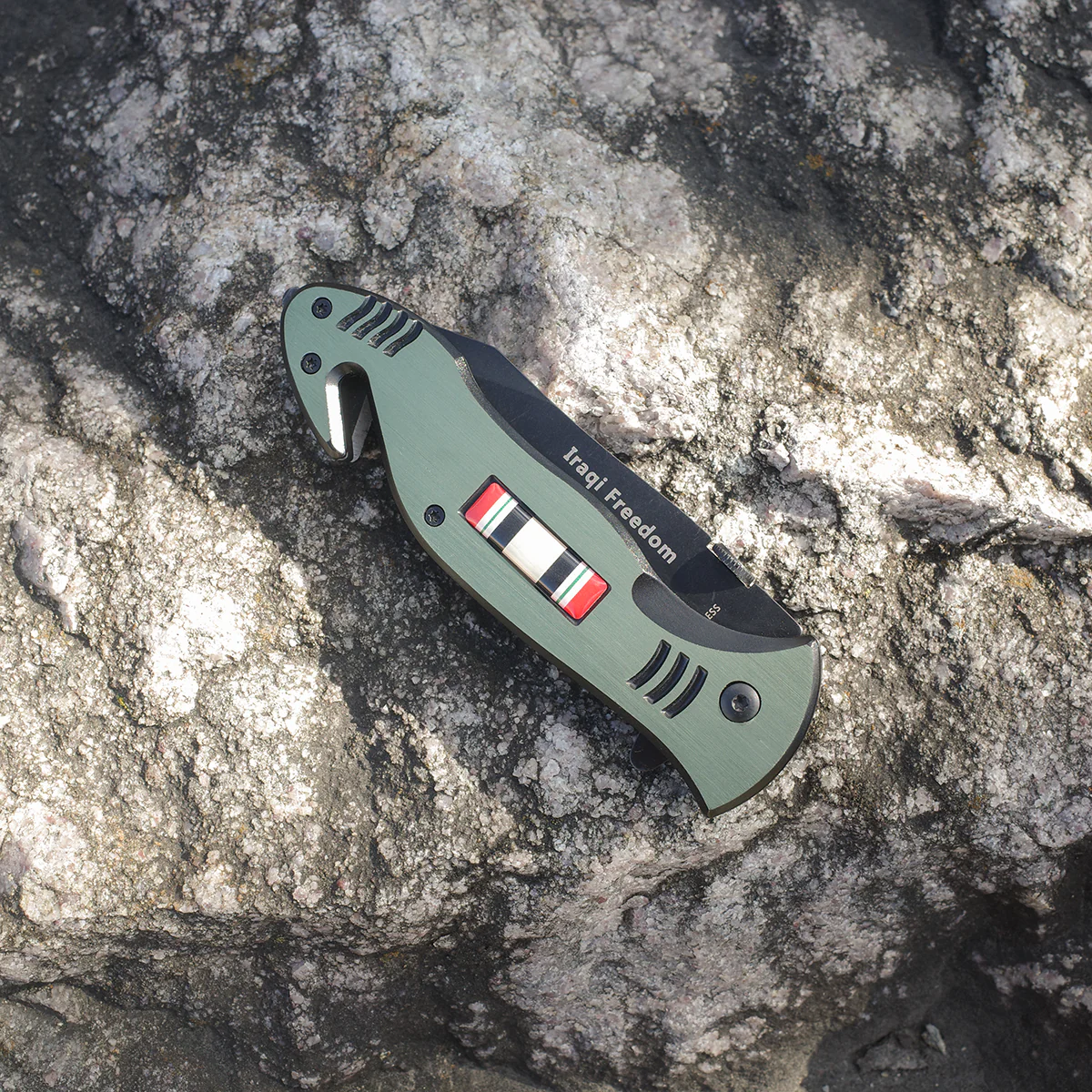 Veteran Iraqi Freedom Ribbon Bar Military Army Mens Hunting Folding Pocket Knife - Image 5