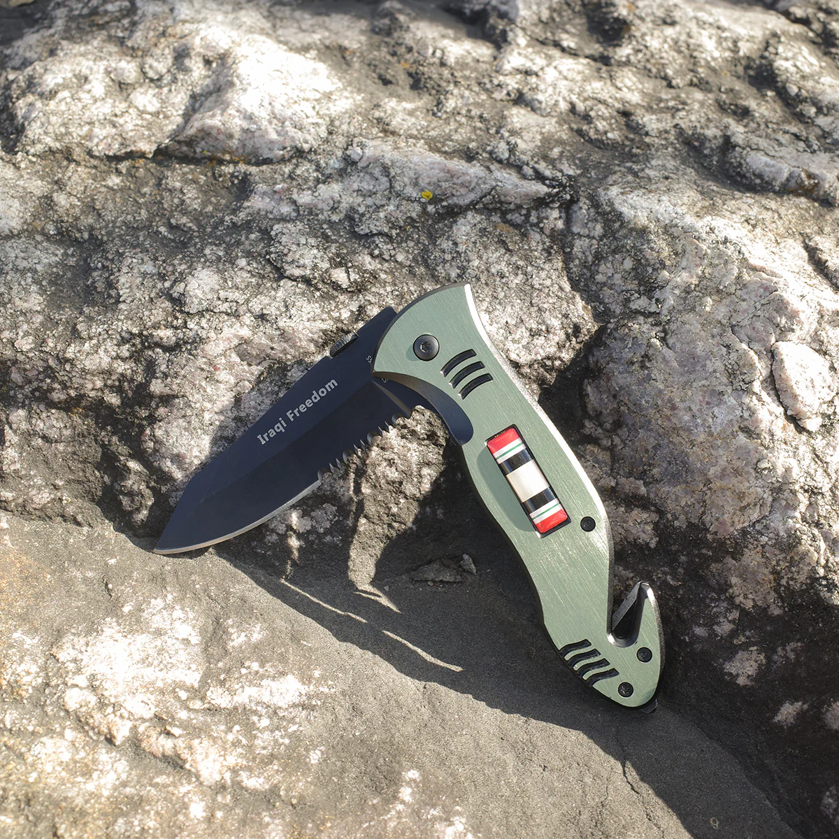Veteran Iraqi Freedom Ribbon Bar Military Army Mens Hunting Folding Pocket Knife - Image 6