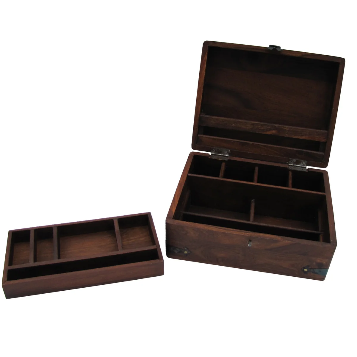 Vintage Antique Reproduction Wood Writing  Set Document Case and Inkwell - Image 2