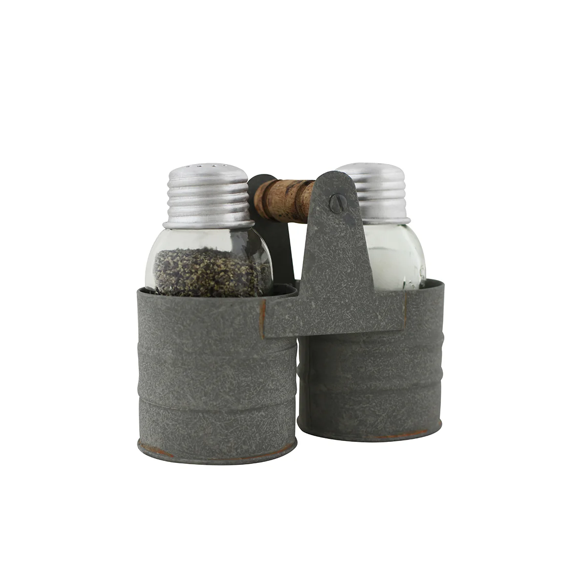 Vintage Farmhouse Mason Jar Salt Pepper Shaker Set Rustic Condiment Caddy Holder