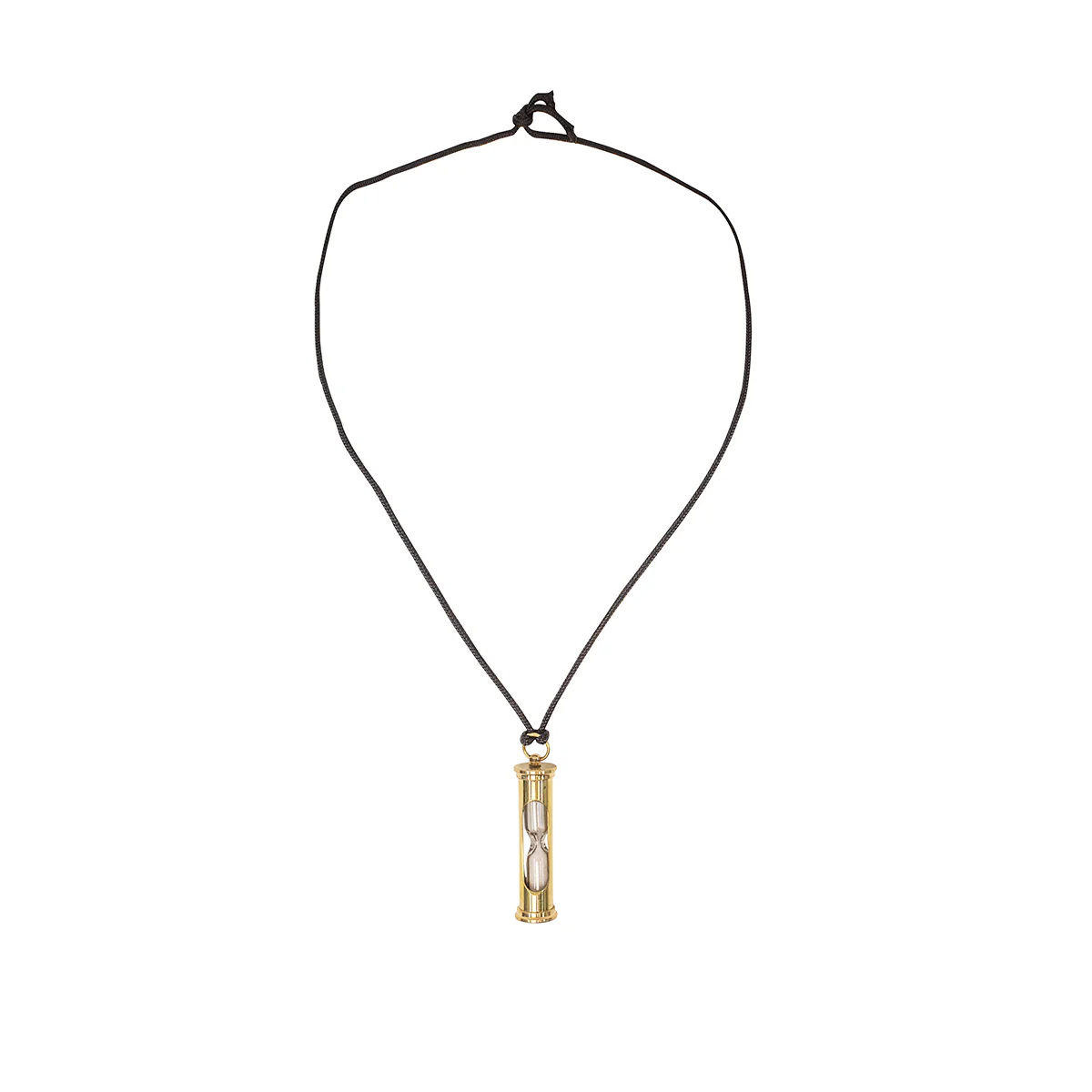 Vintage Miniature Brass 10 Second Sand Timer Glass Necklace Pendant Jewelry Gift