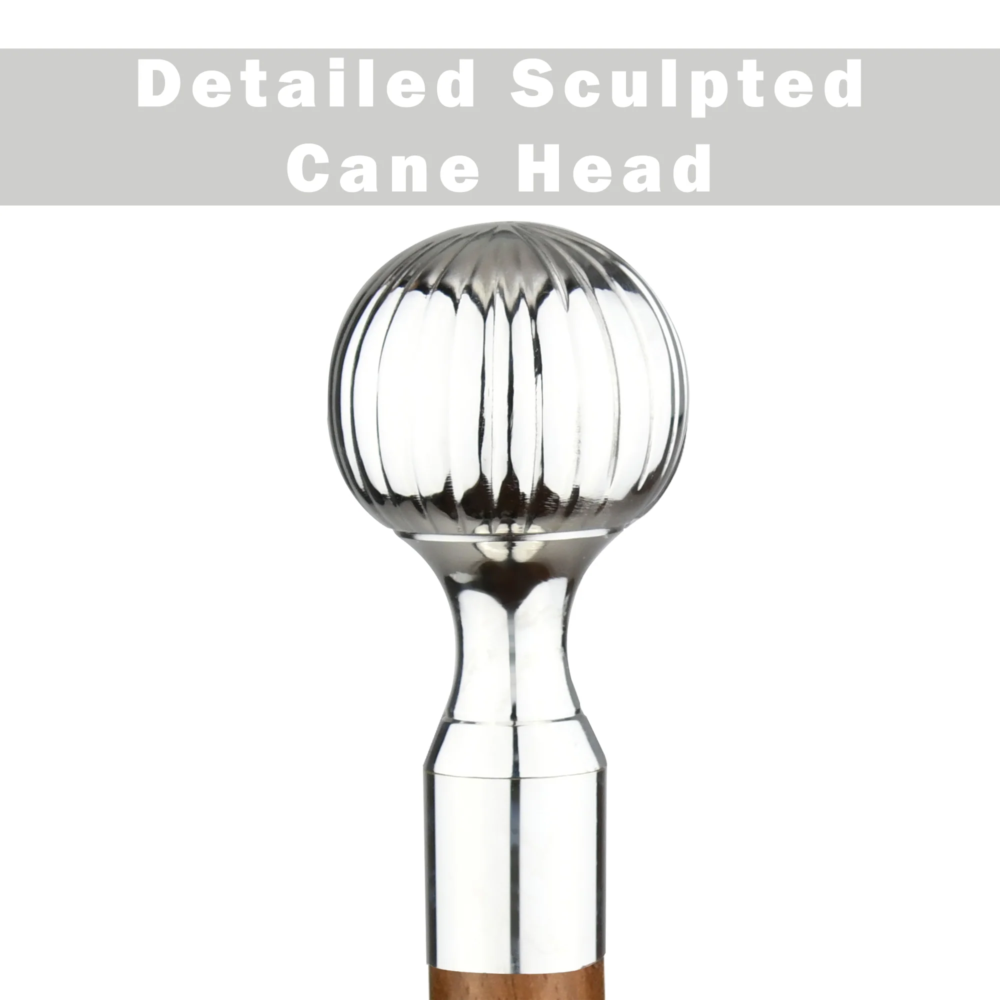 Silver Ball Walking Stick Cane - Wooden Canes for Women, Men, Seniors Victorian - Image 6