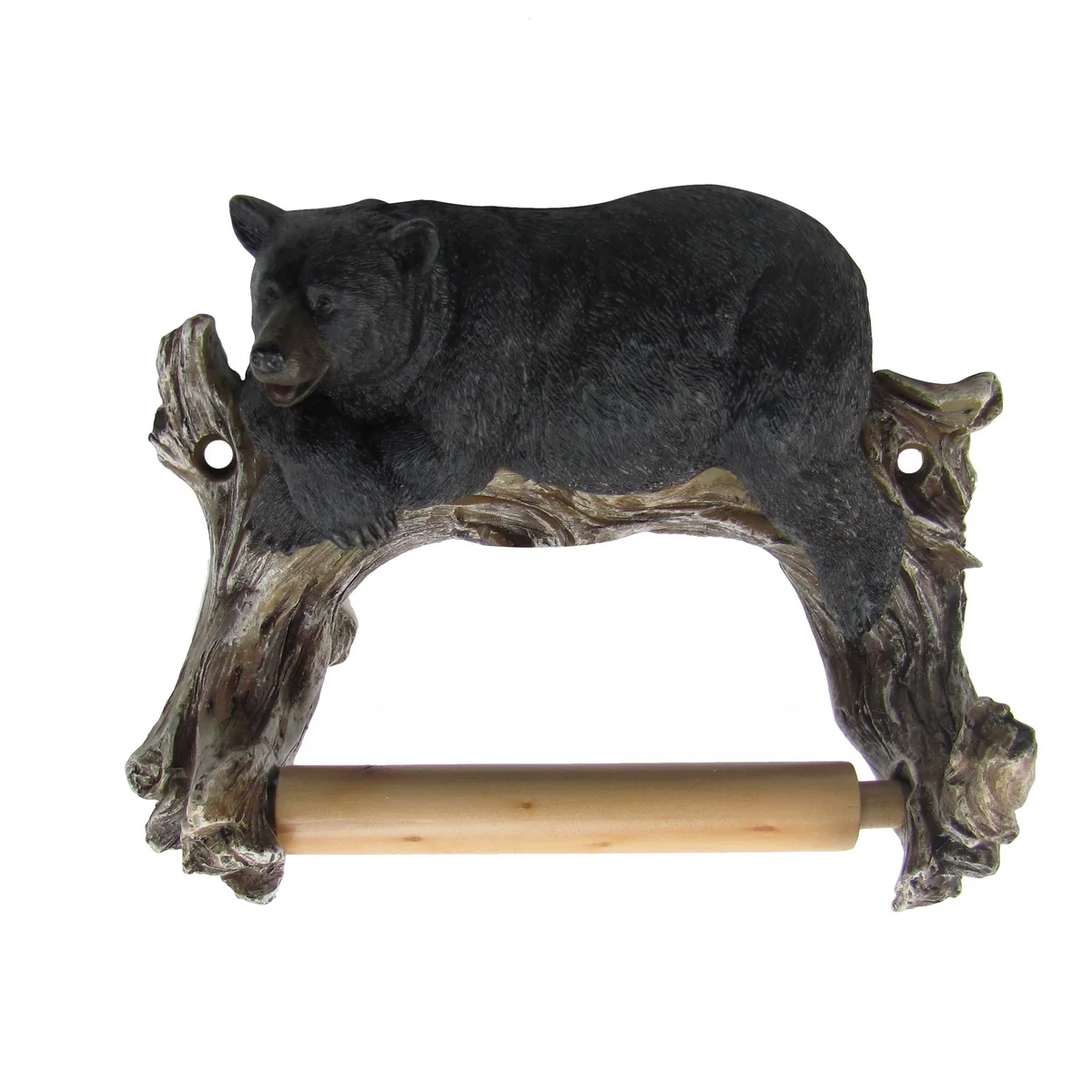 Wall Mount Lounging Black Bear Toilet Paper Tissue Holder