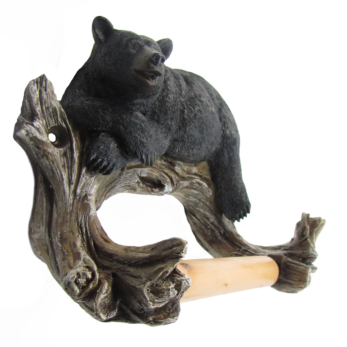 Wall Mount Lounging Black Bear Toilet Paper Tissue Holder - Image 2