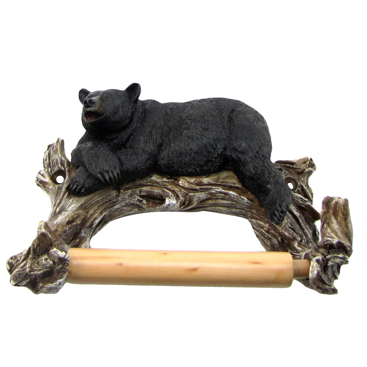 Wall Mount Lounging Black Bear Toilet Paper Tissue Holder - Image 3