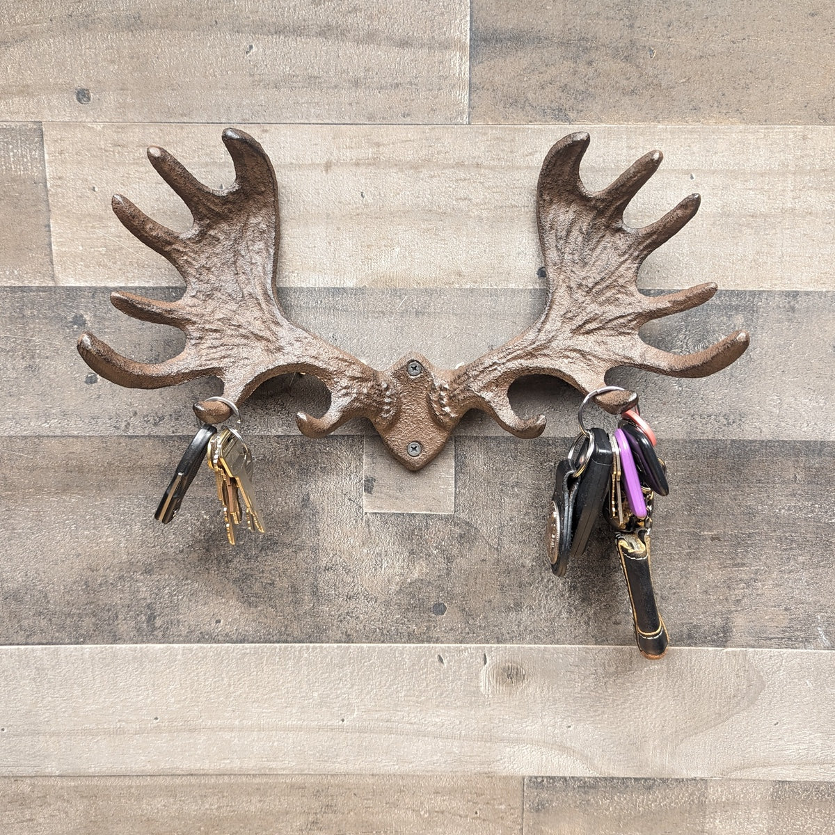 Wall Mount Moose Antler Hooks Key Ring Coat Rack Rustic Hunting Cabin Home Decor - Image 5