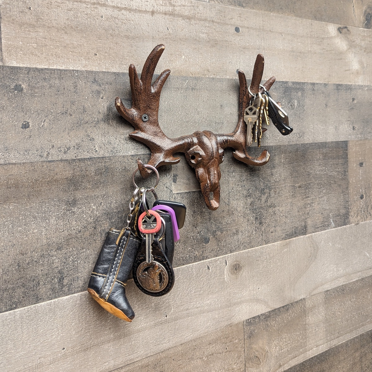 Wall Mount Moose Antler Hooks Rustic Coat Rack Key Ring Living Room Home Decor - Image 4