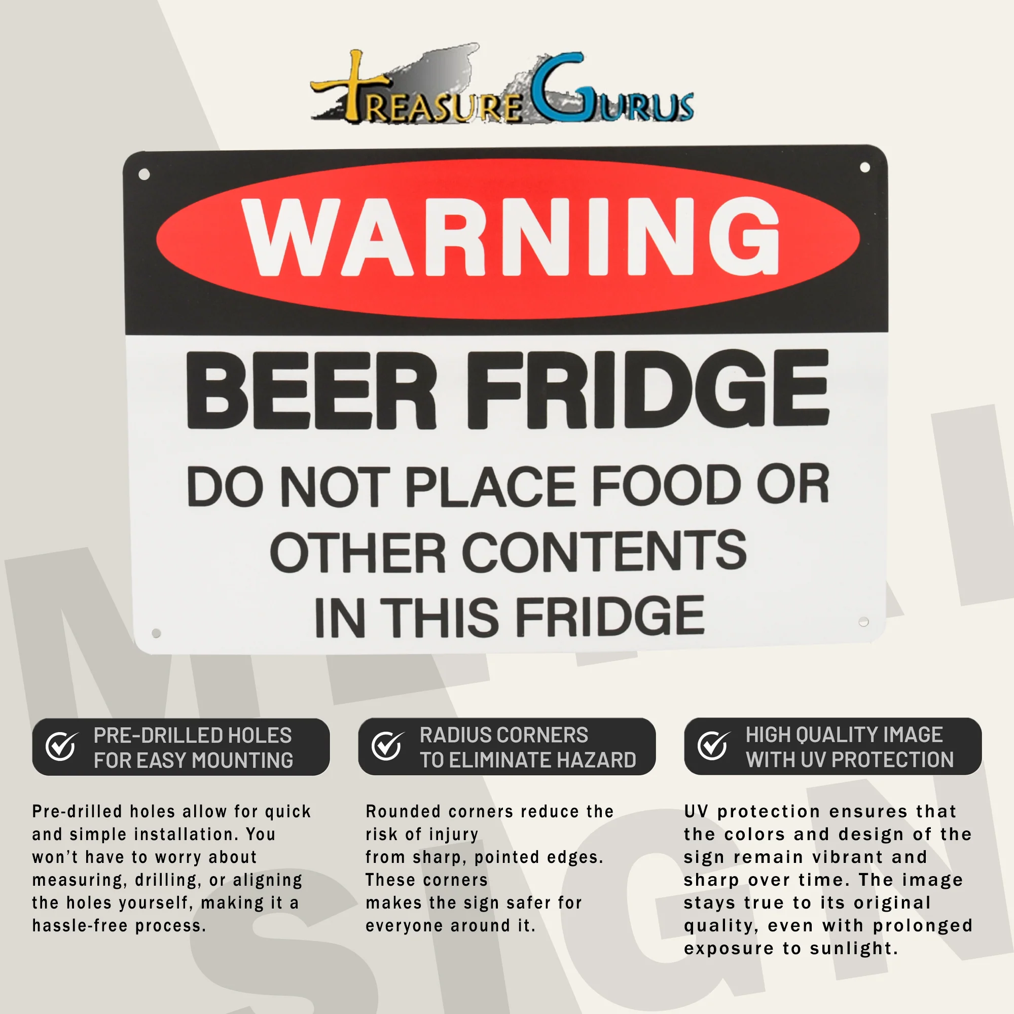 Warning Beer Fridge Sign for Man Cave, Funny Bar Accessories, Garage Decorations - Image 3