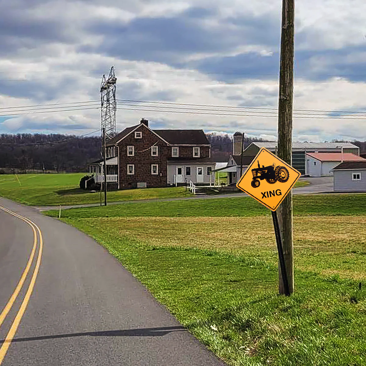 Warning Farm Tractor Crossing XING Road Street Caution Sign Rustic Wall Decor - Image 6