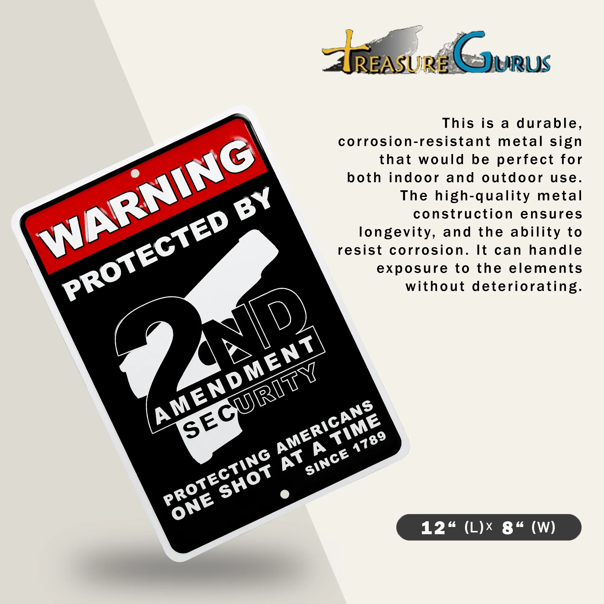 Metal Warning Protected by 2nd Amendment Security Posted Yard Sign Gifts For Men - Image 2