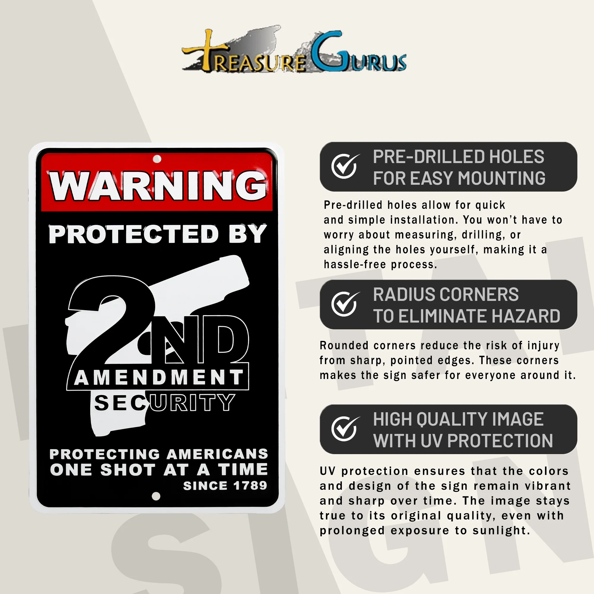 Metal Warning Protected by 2nd Amendment Security Posted Yard Sign Gifts For Men - Image 3