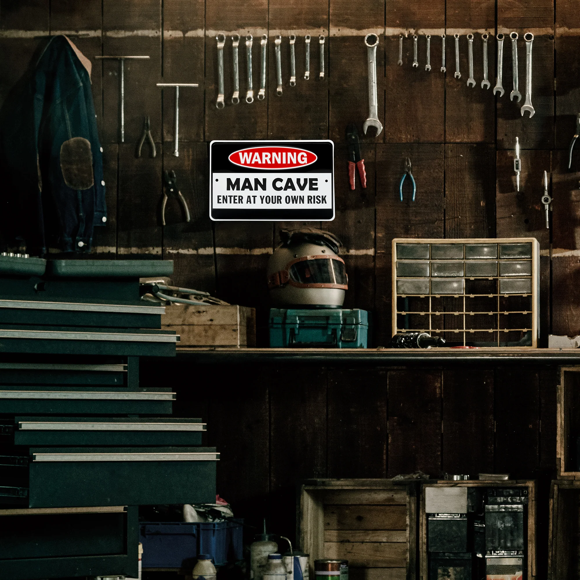 Vintage Metal Man Cave Warning Sign for Garage Bar Dorm Home Room Decor Wall Art - Image 8