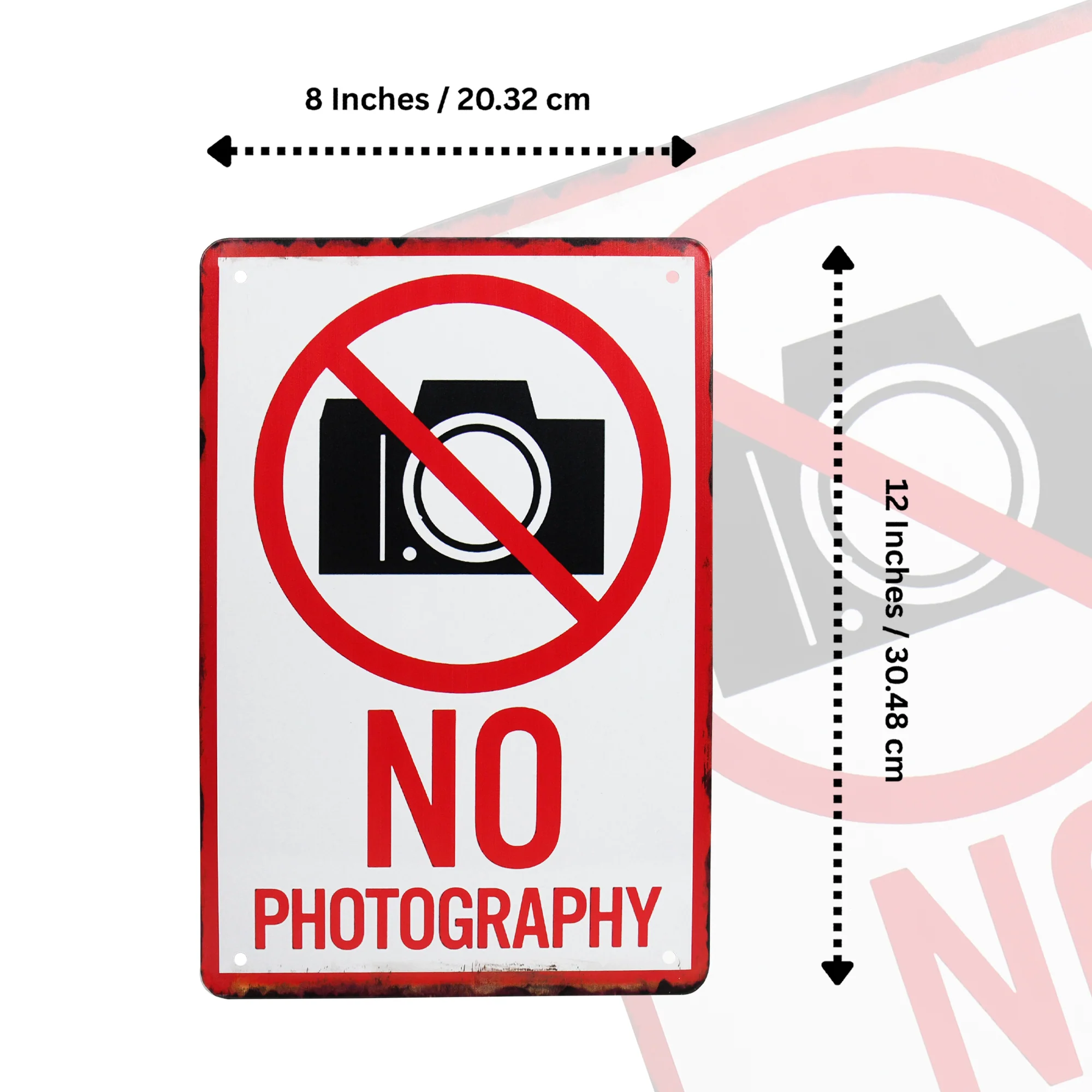 Metal No Camera Photography Allowed Tin Wall Sign Man Cave Dorm Room Decor - Image 5