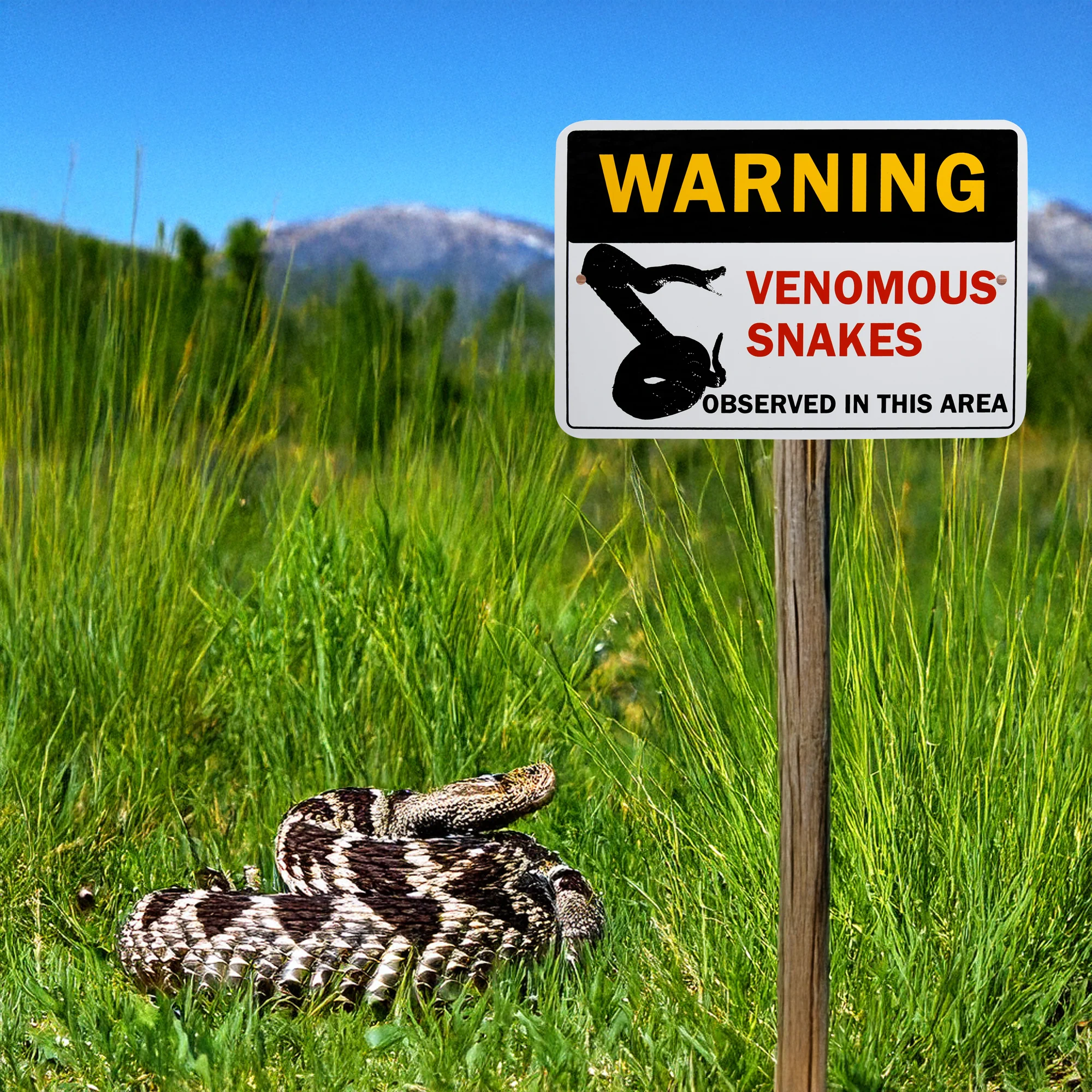 Metal Warning Venomous Snakes Caution Sign Outdoor Wall Decor Fence Trail Home - Image 8