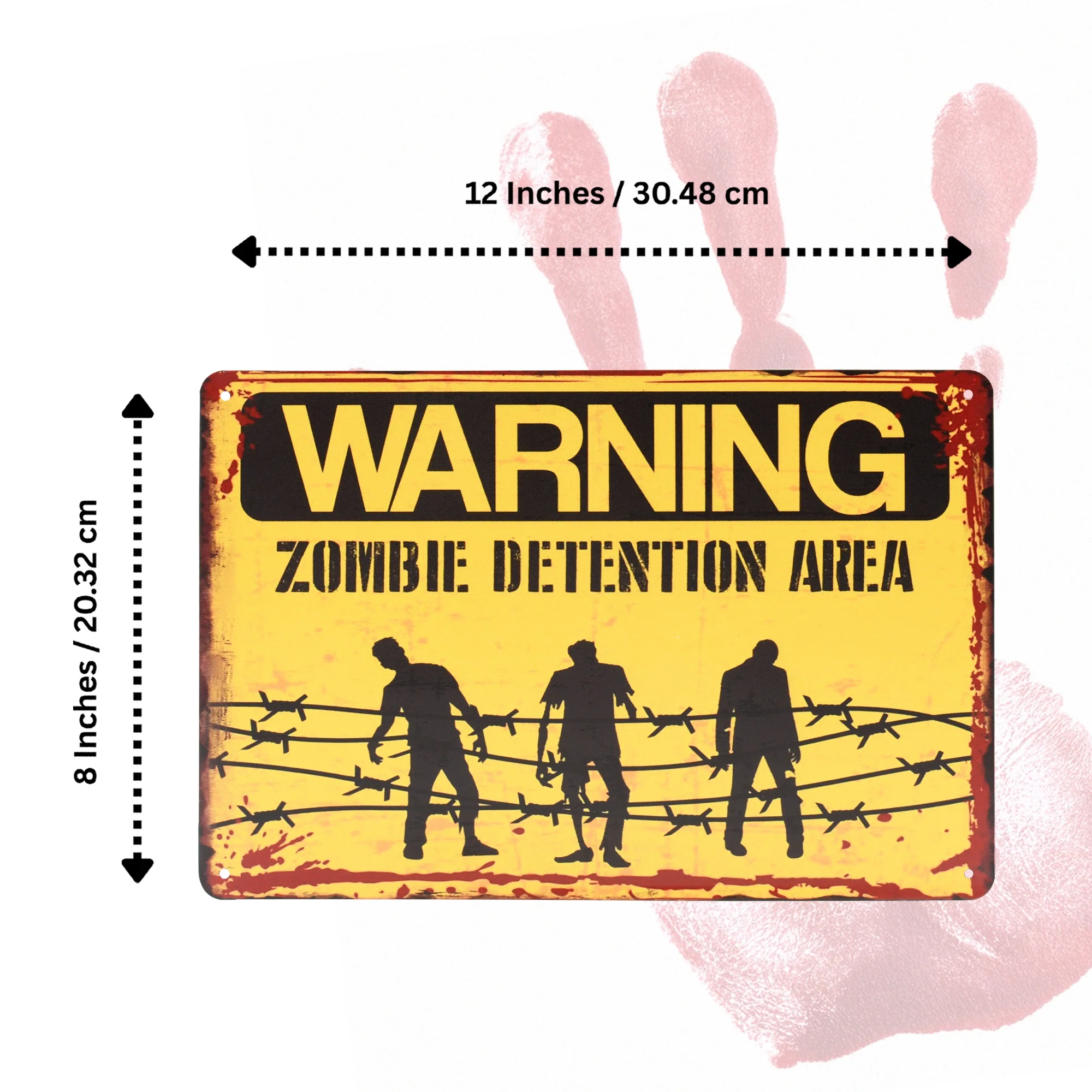 Metal Warning Zombie Detention Area Wall Sign Halloween Decorations Home Decor - Image 5