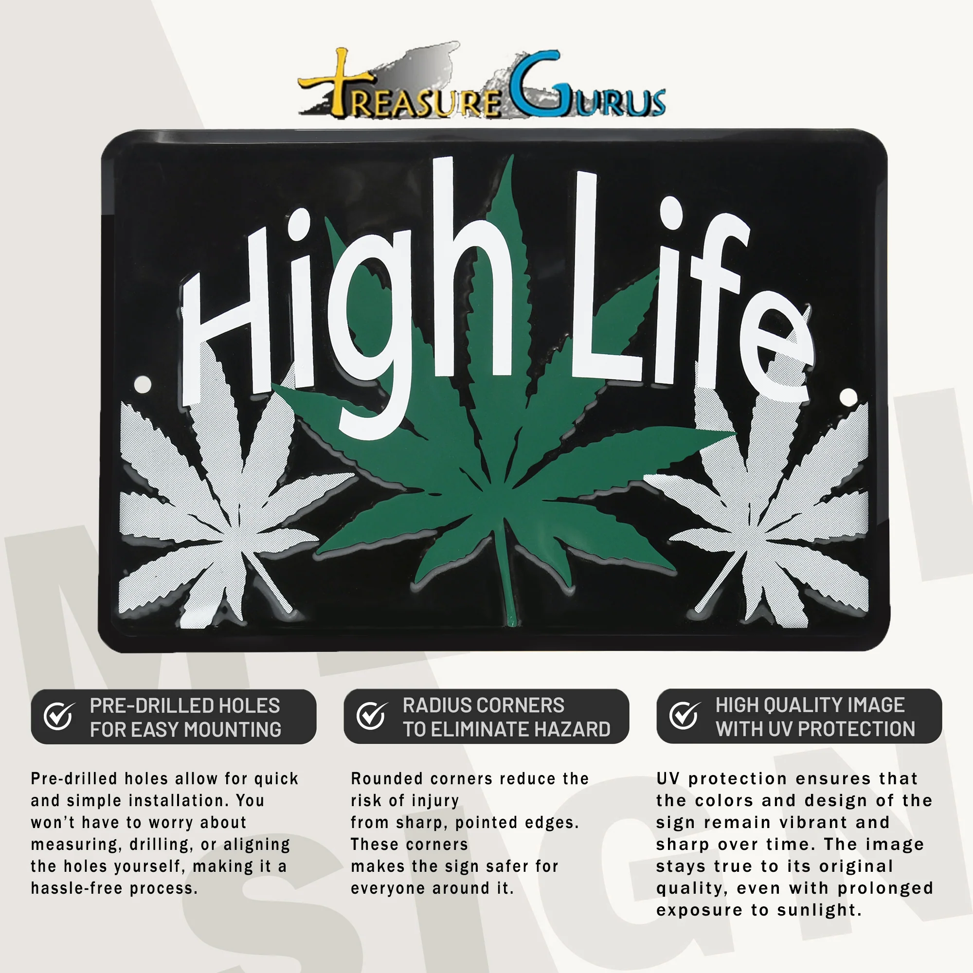 Metal Wall Decor High Life Funny Sign Man Cave, Garage, Bedroom, Dorm Room Decor - Image 3