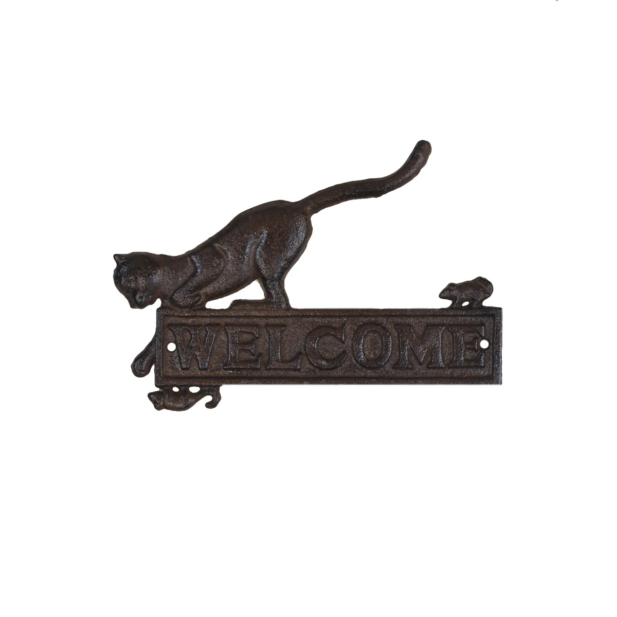 Welcome Cat Mouse Rustic Farmhouse Wall Sign Front Door Porch Country Home Decor