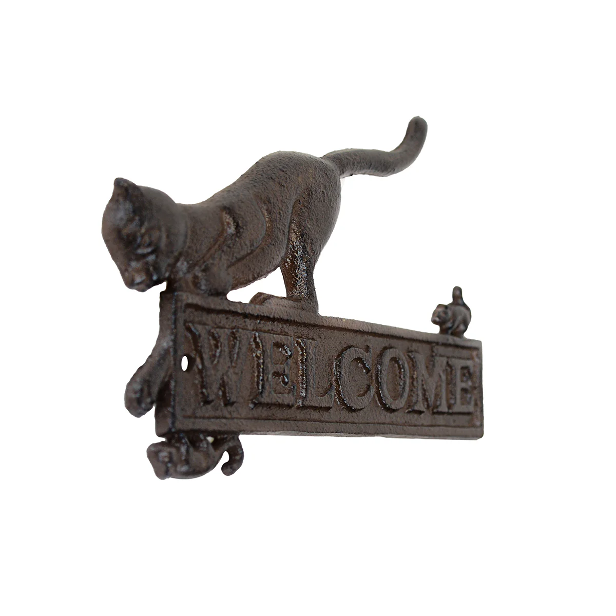 Welcome Cat Mouse Rustic Farmhouse Wall Sign Front Door Porch Country Home Decor - Image 2