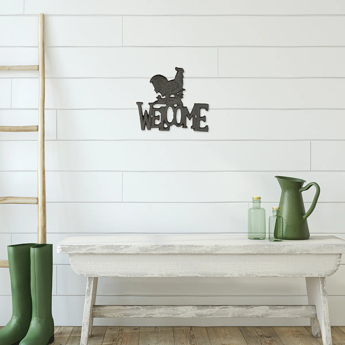 Welcome Rooster Sign Farmhouse Chicken Wall Art Front Door Porch Hen Home Decor - Image 4