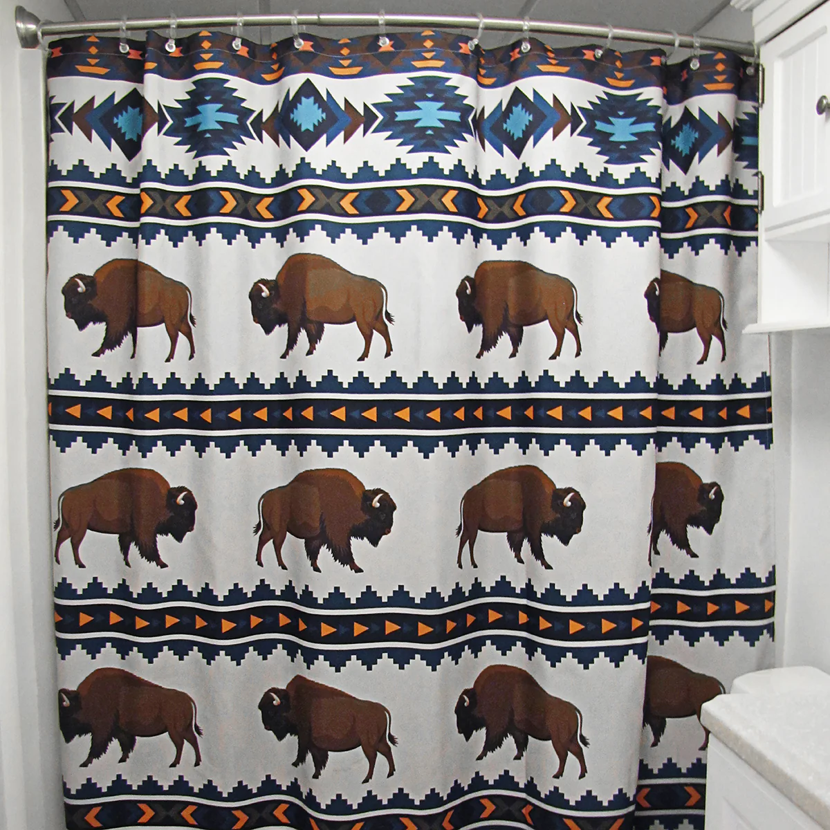 Western Bison Fabric Shower Curtain Buffalo Bath Accessories Bathroom Home Decor - Image 3