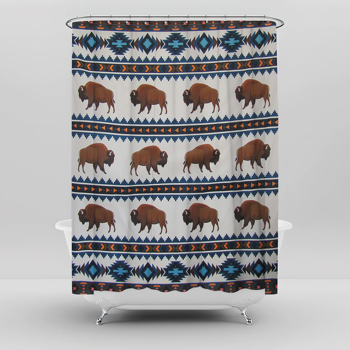 Western Bison Fabric Shower Curtain Buffalo Bath Accessories Bathroom Home Decor - Image 4