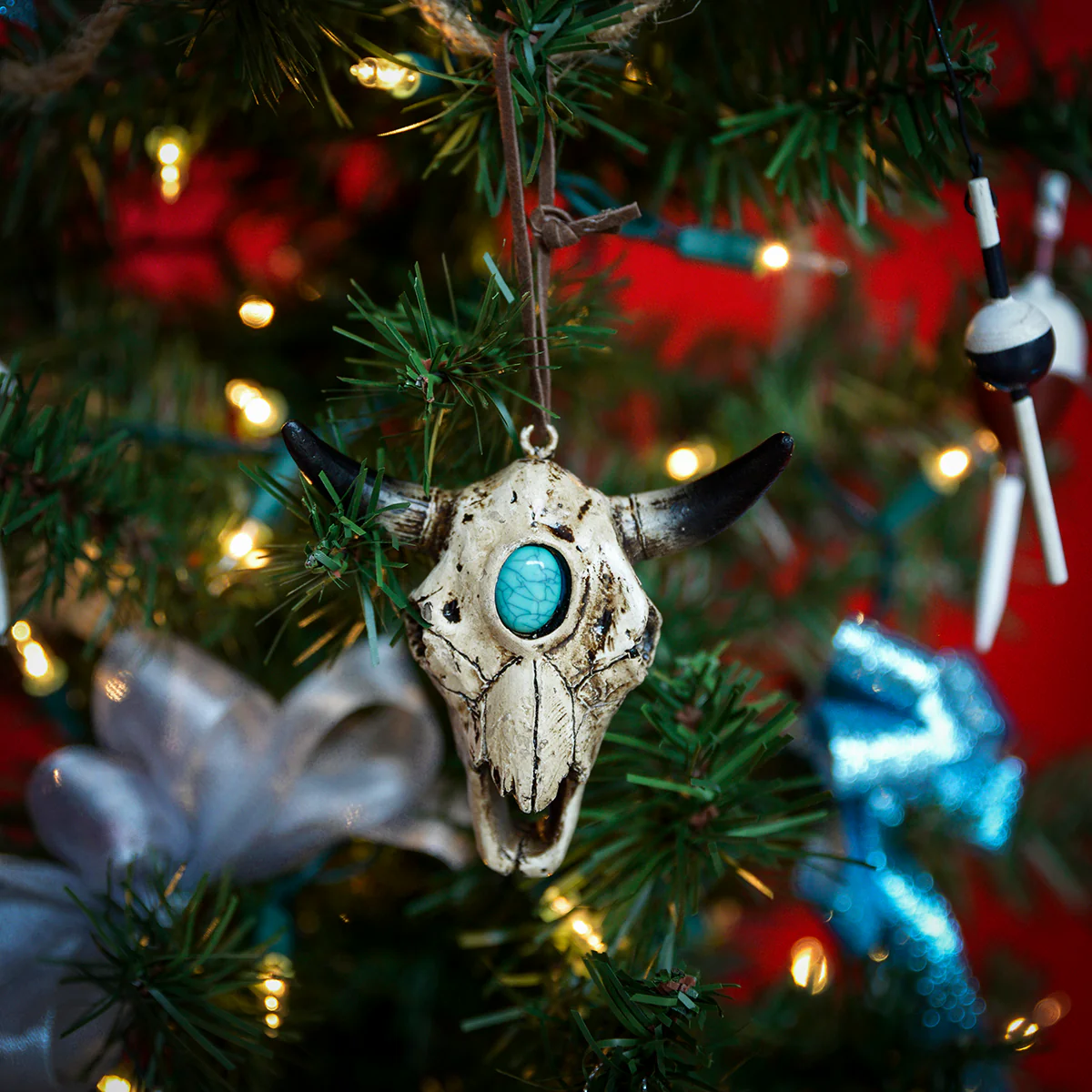 Western Bull Steer Skull Christmas Tree Ornament Southwestern Xmas Holiday Decor - Image 2