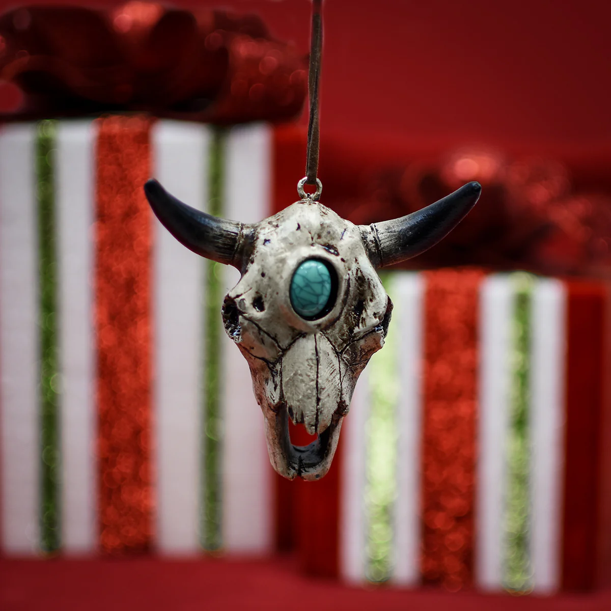Western Bull Steer Skull Christmas Tree Ornament Southwestern Xmas Holiday Decor - Image 3