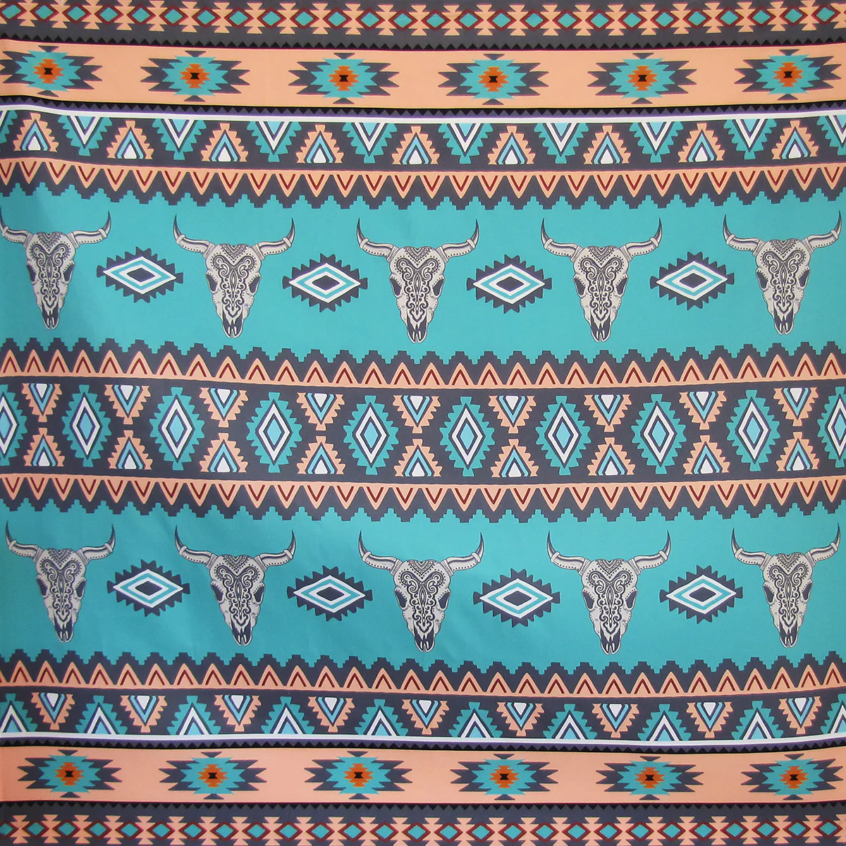 Western Steer Fabric Shower Curtain Bath Accessories Boho Bathroom Home Decor