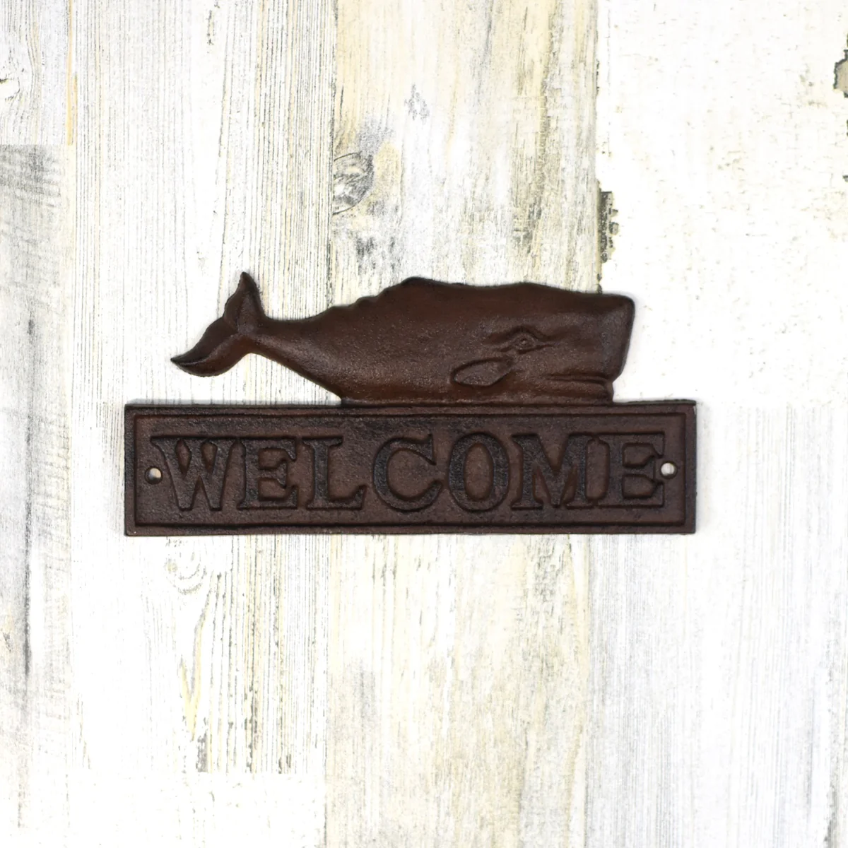Whale Welcome Door Sign Cast Iron Nautical Ocean Wall Art Coastal Home Decor - Image 2