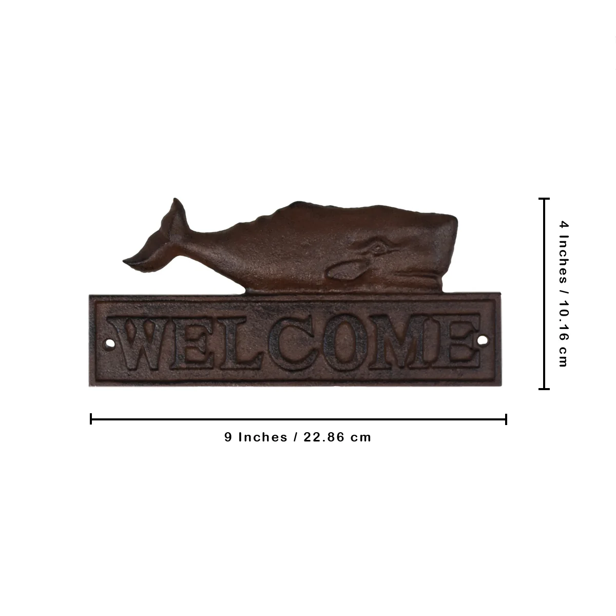 Whale Welcome Door Sign Cast Iron Nautical Ocean Wall Art Coastal Home Decor - Image 3