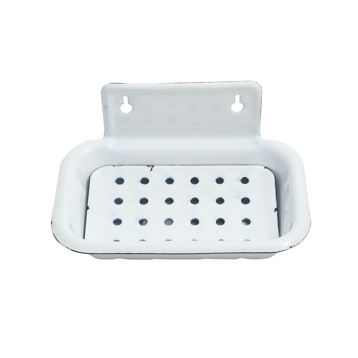 White Enamel Soap Dish Farmhouse Bathroom Shower Bar Holder Kitchen Sink Tray