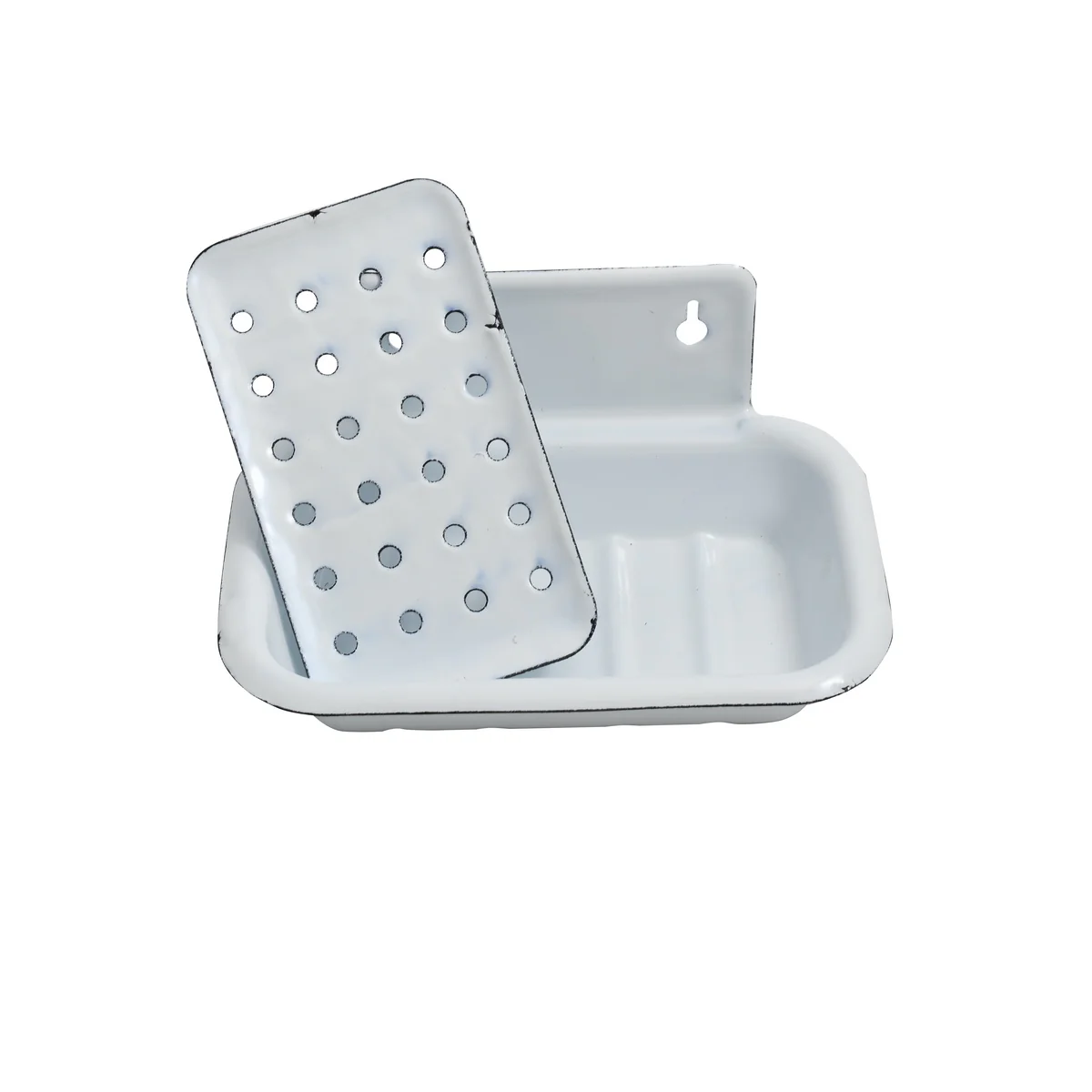White Enamel Soap Dish Farmhouse Bathroom Shower Bar Holder Kitchen Sink Tray - Image 2