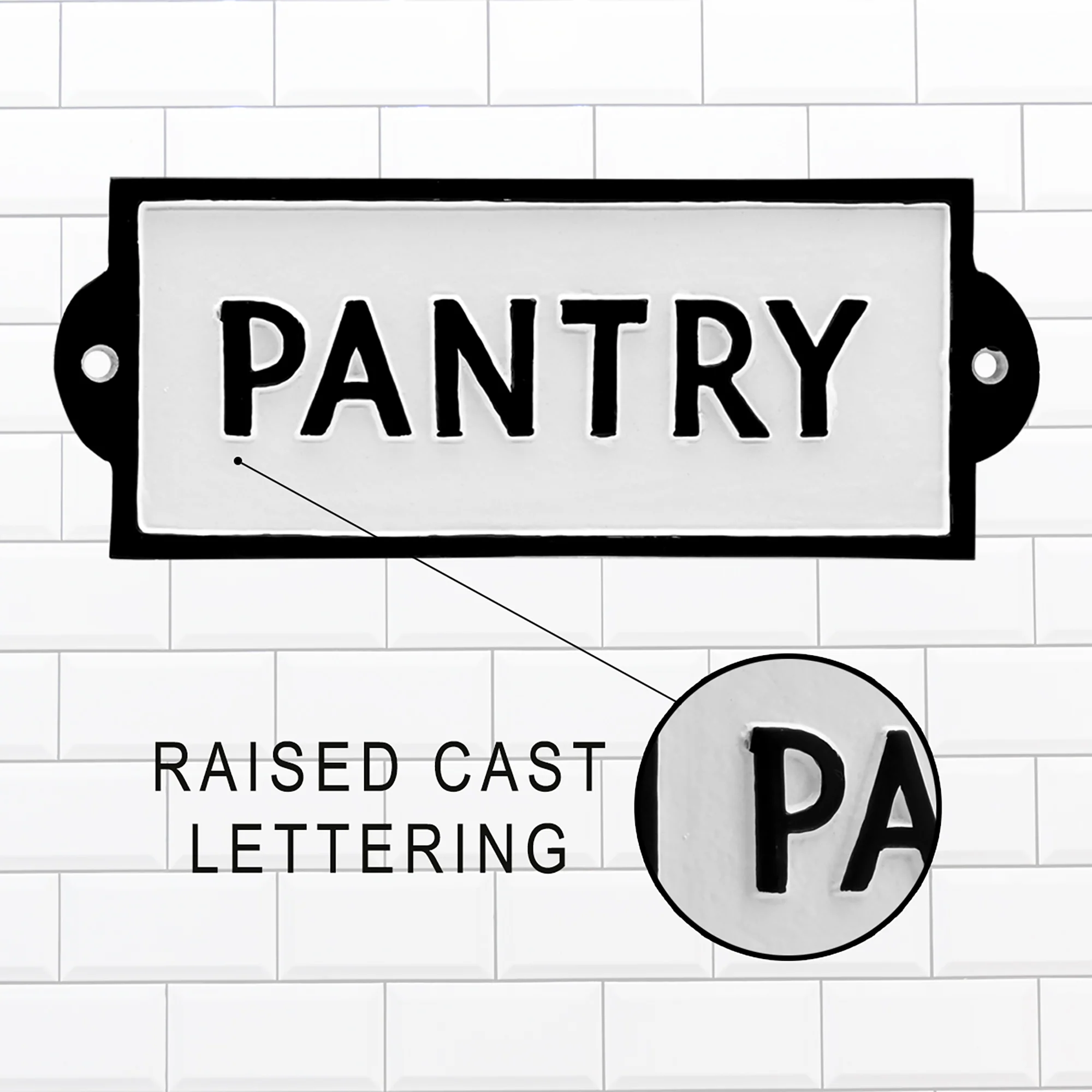 White Metal Kitchen Pantry Cast Iron Sign Farmhouse Wall Decor French Country - Image 3