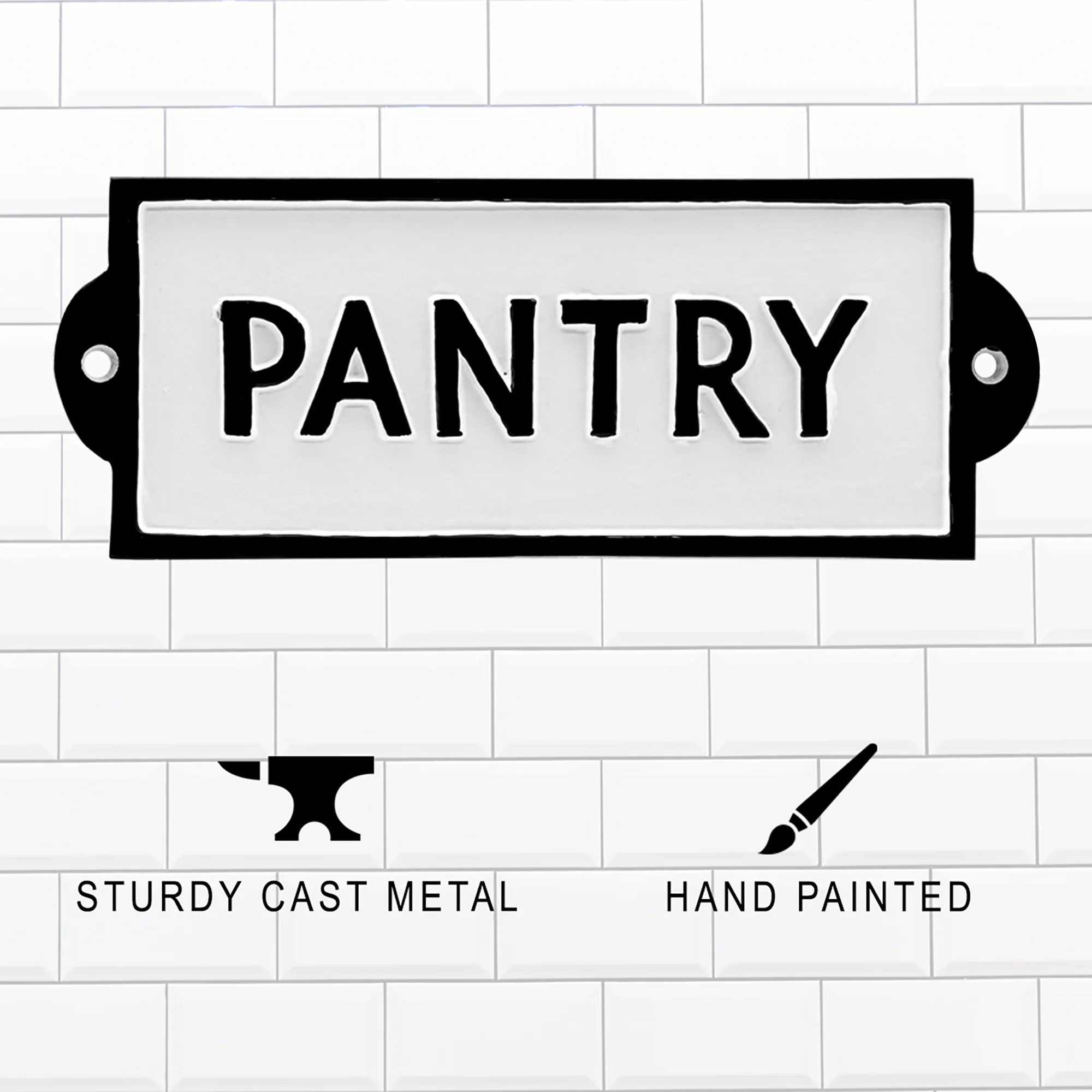 White Metal Kitchen Pantry Cast Iron Sign Farmhouse Wall Decor French Country - Image 4