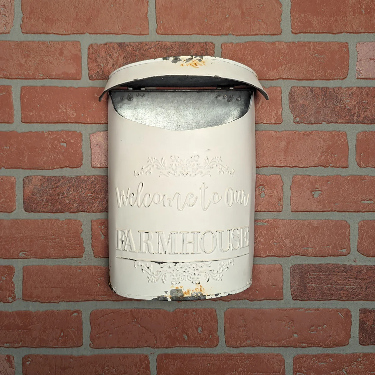 White Metal Wall Mount Farmhouse Mailbox Outside Mail Box Front Porch Home Decor - Image 7