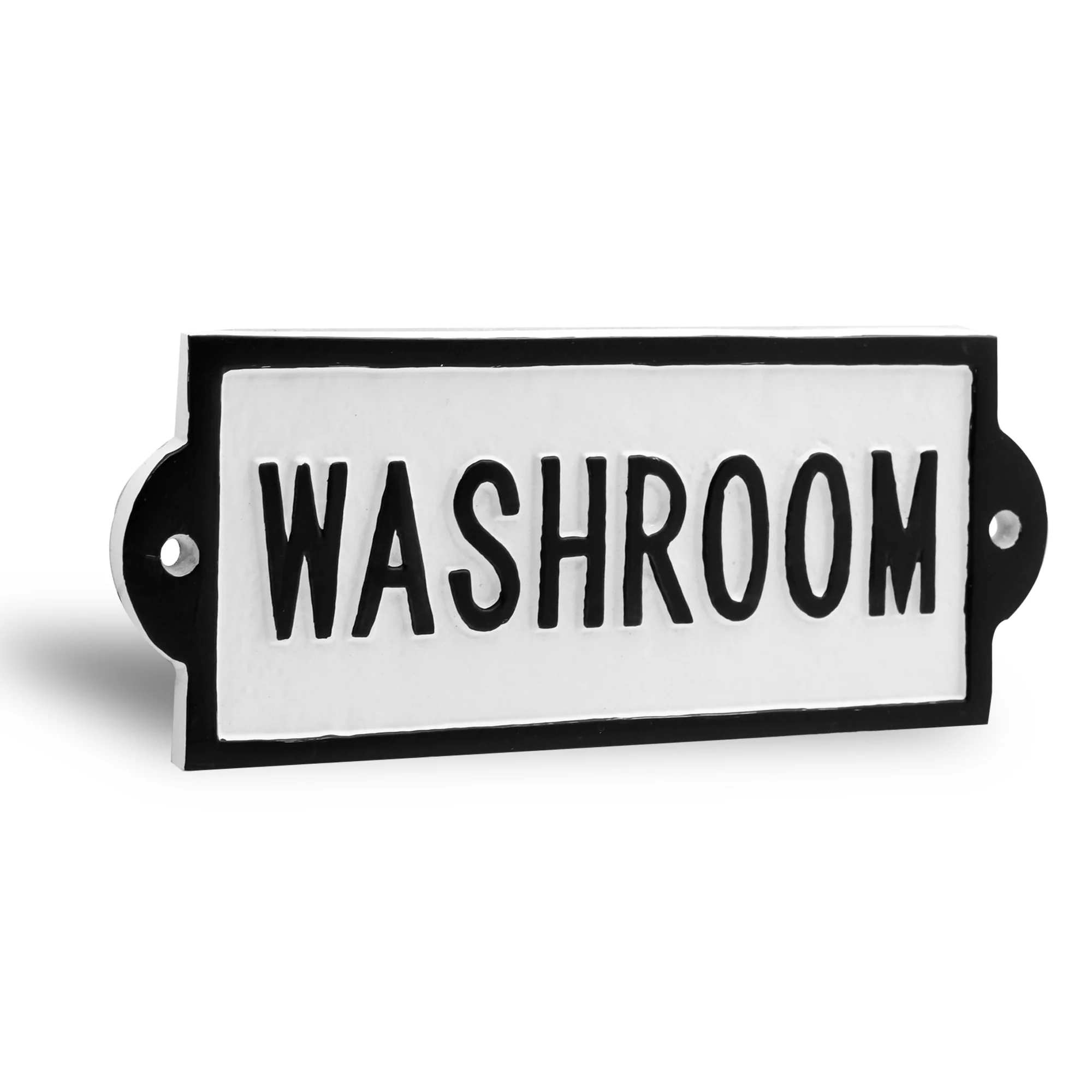 White Cast Iron Washroom Door Sign Bathroom Bath Room Home Decor Metal Wall Art