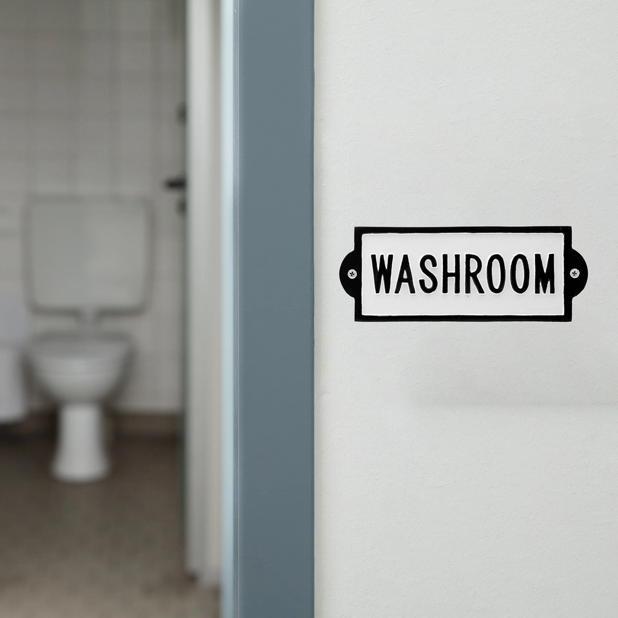 White Cast Iron Washroom Door Sign Bathroom Bath Room Home Decor Metal Wall Art - Image 5