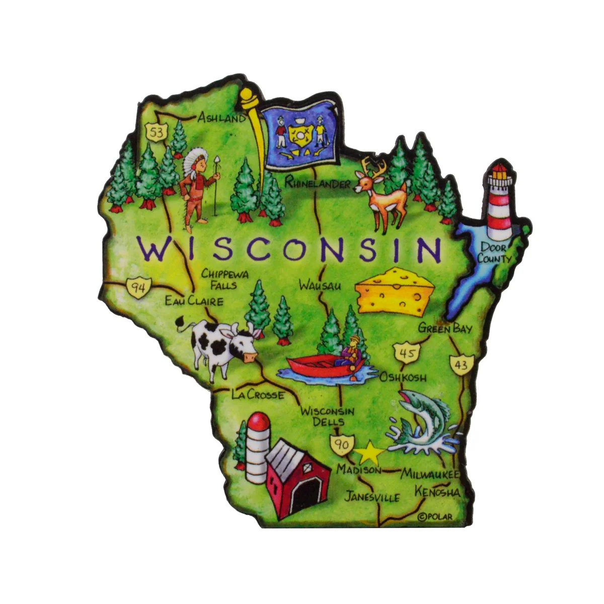 Wisconsin Artwood Jumbo Fridge Gift Magnet
