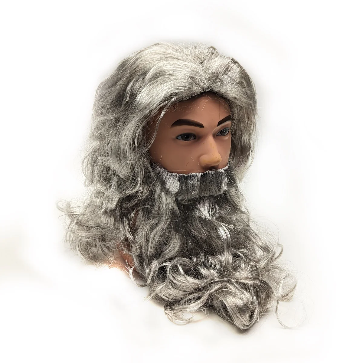 Wizard Beard Fake Grey Wig Wavy Hair Piece Funny Cosplay Party Halloween Costume - Image 2