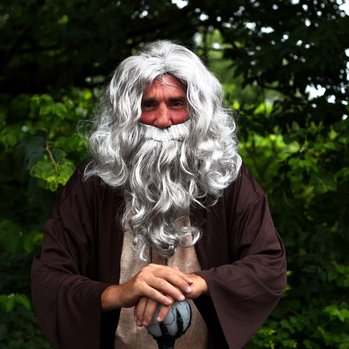 Wizard Beard Fake Grey Wig Wavy Hair Piece Funny Cosplay Party Halloween Costume - Image 5