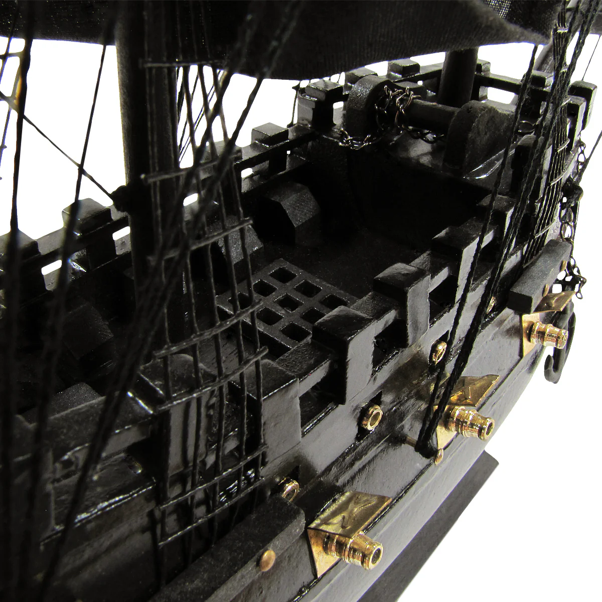 Wood Pirate Ship Model and Display Stand - Image 3