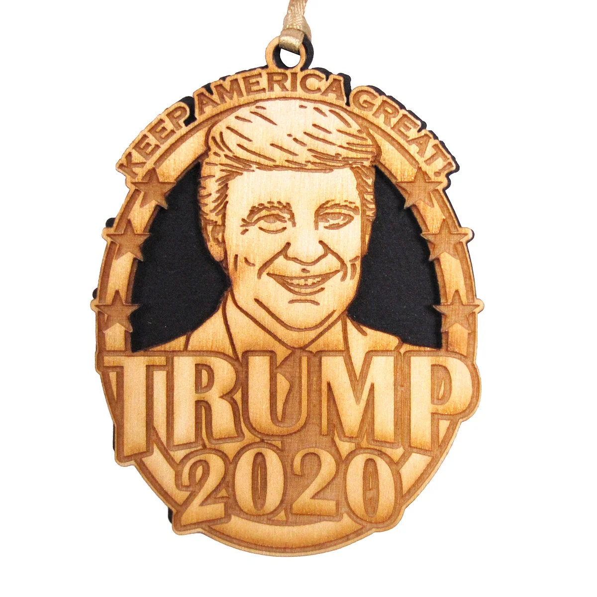 Wood President Donald Trump 2020 Christmas Ornament Keep America Great Xmas Tree