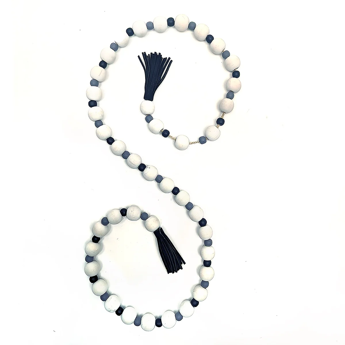 Wooden Beads Tassel Garland Neutral Christmas Tree Holiday Seasonal Home Decor - Image 2