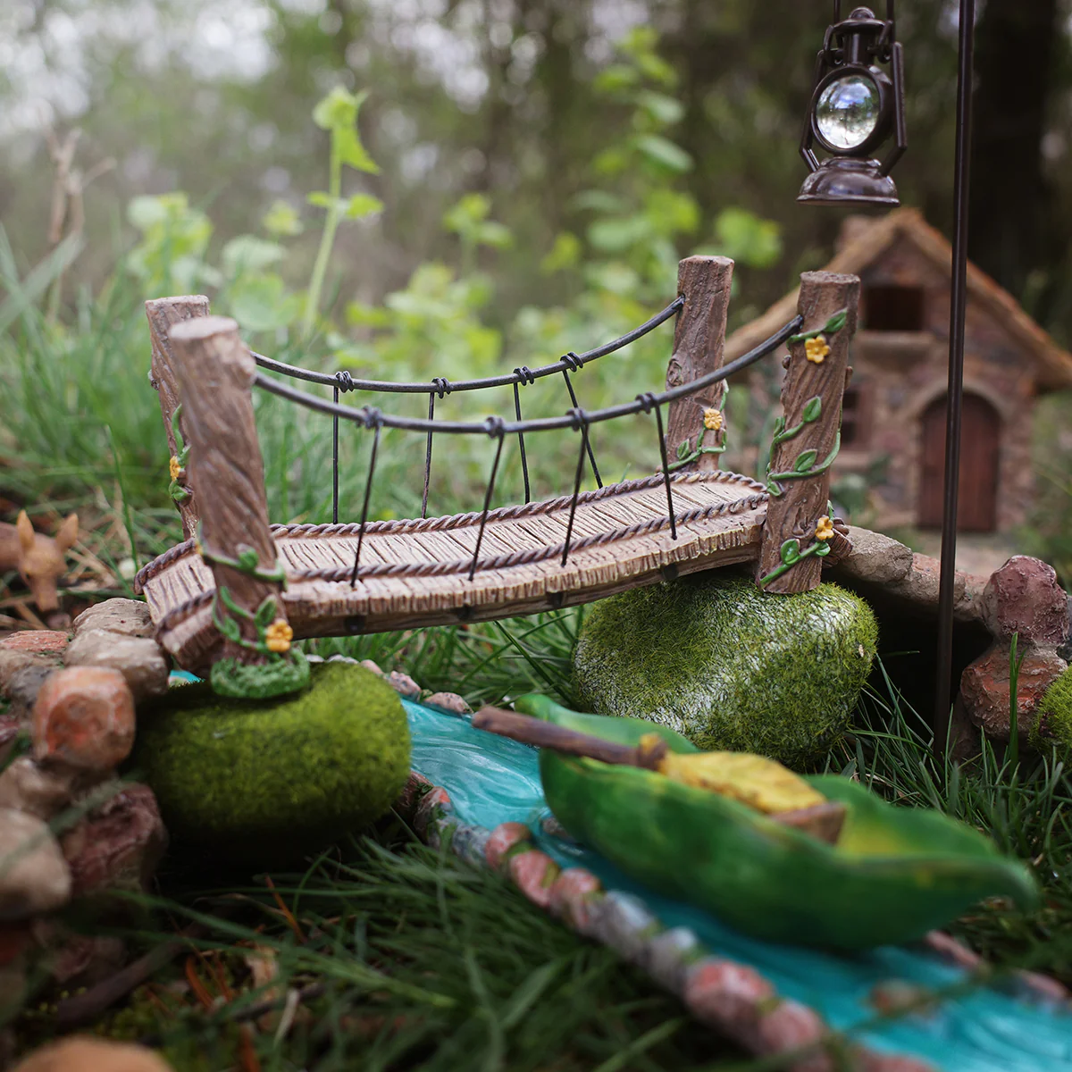 Wooden Rope Bridge Outdoor Fairy Garden Ornament Miniature Dollhouse Accessory - Image 4