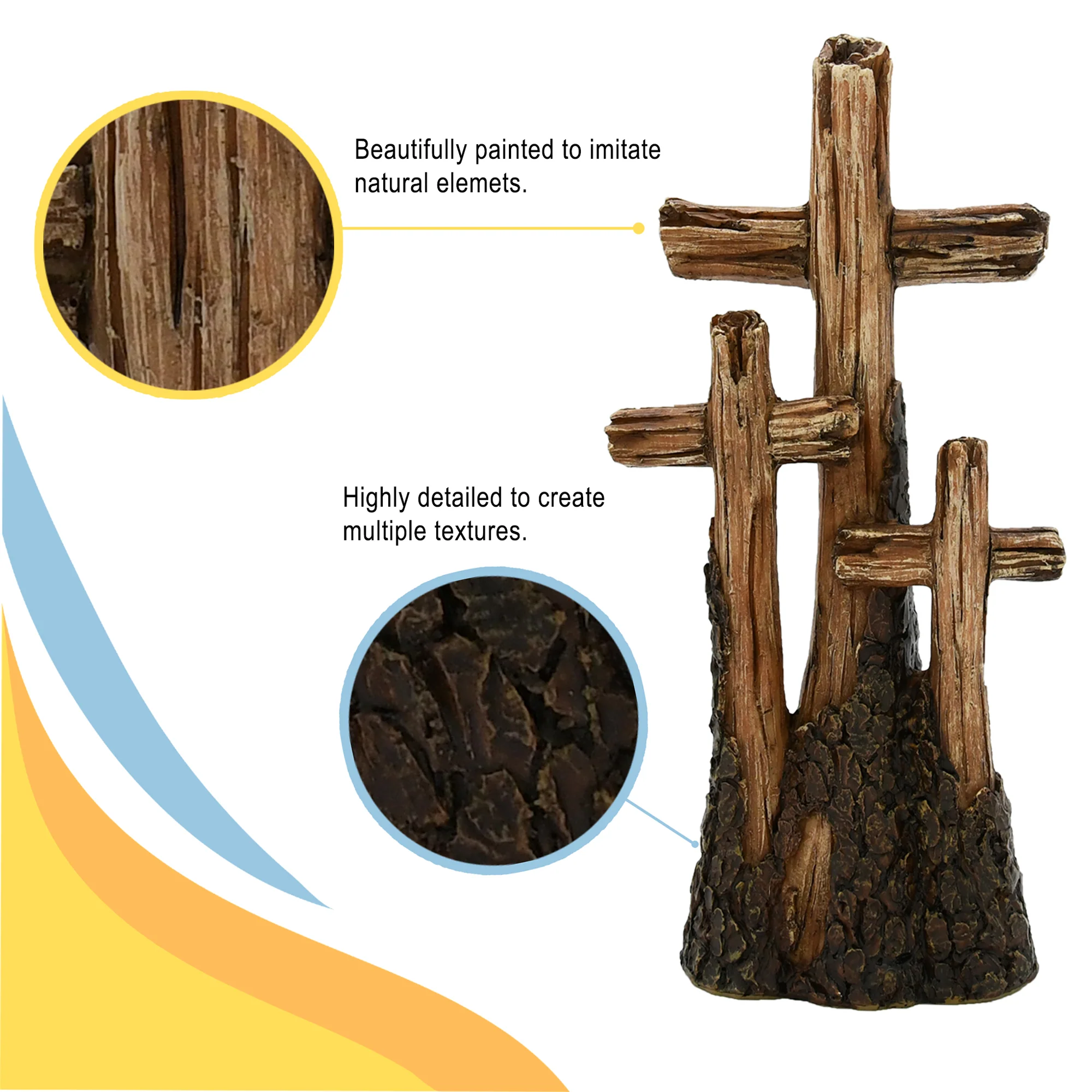Wooden Three Crosses Catholic Home Decor Spiritual Crucifix Easter Decorations - Image 2