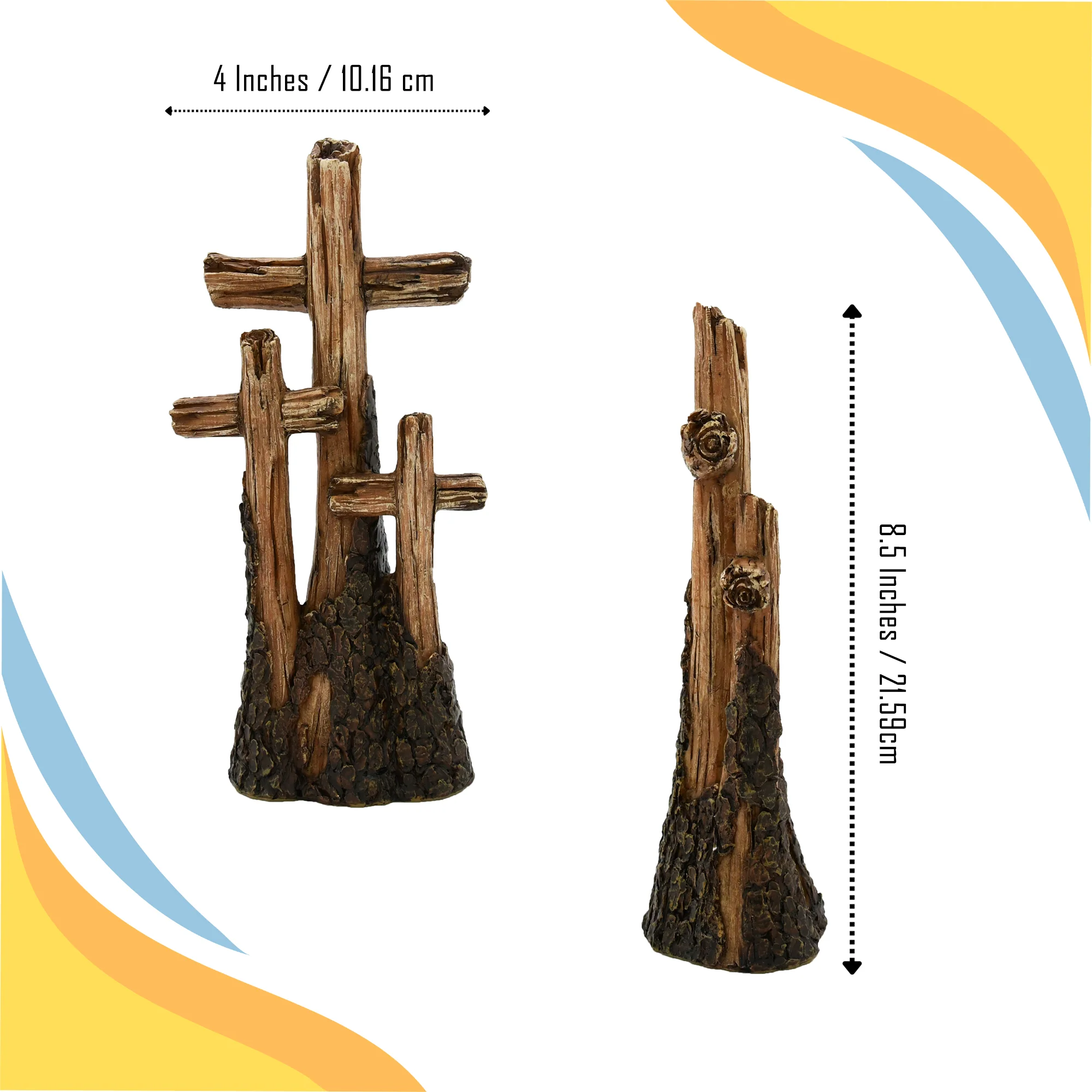 Wooden Three Crosses Catholic Home Decor Spiritual Crucifix Easter Decorations - Image 3