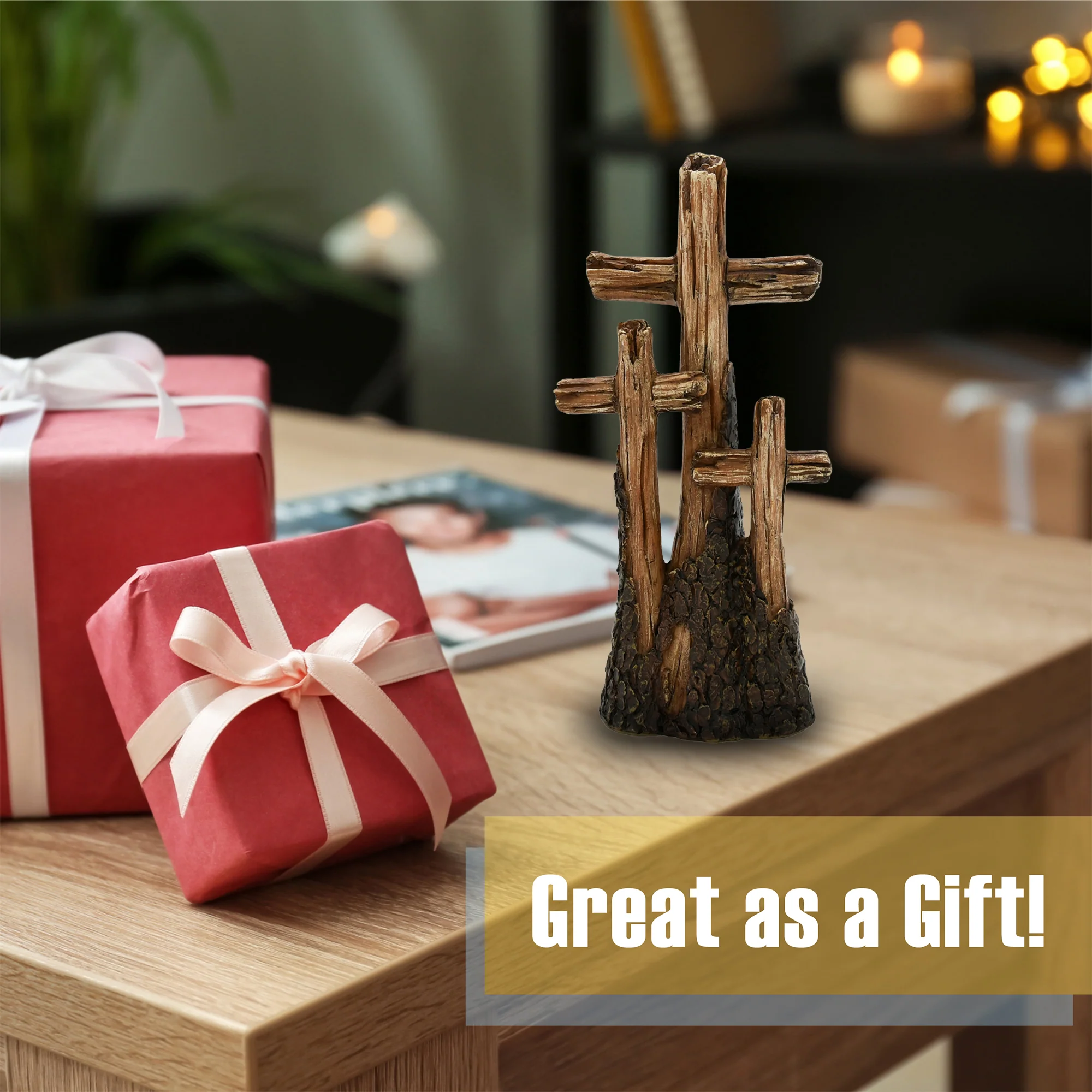 Wooden Three Crosses Catholic Home Decor Spiritual Crucifix Easter Decorations - Image 5