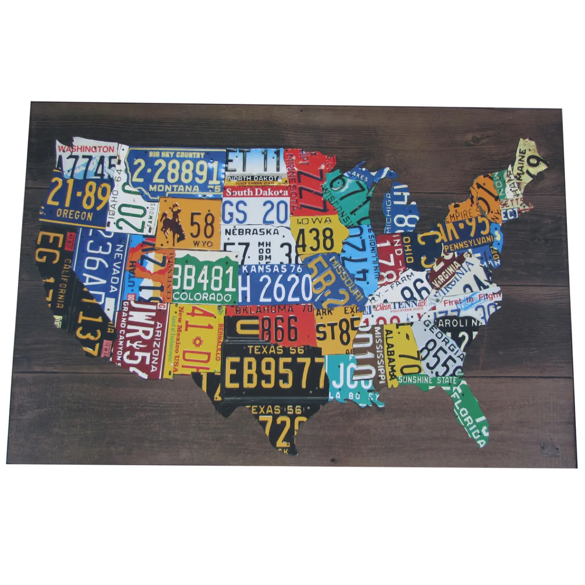 Wooden USA Shaped License Plate Map Pub Bar Wall Art