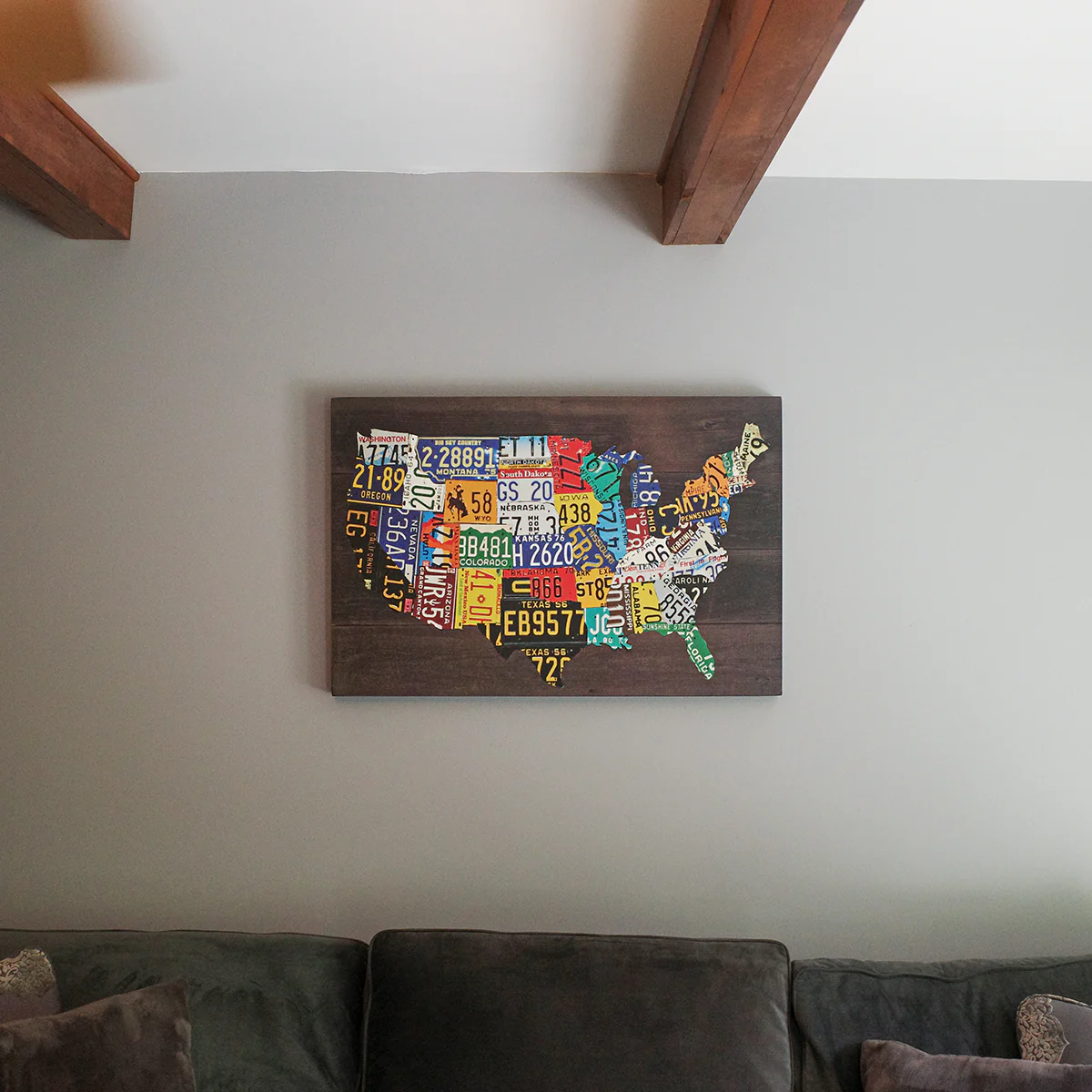 Wooden USA Shaped License Plate Map Pub Bar Wall Art - Image 2